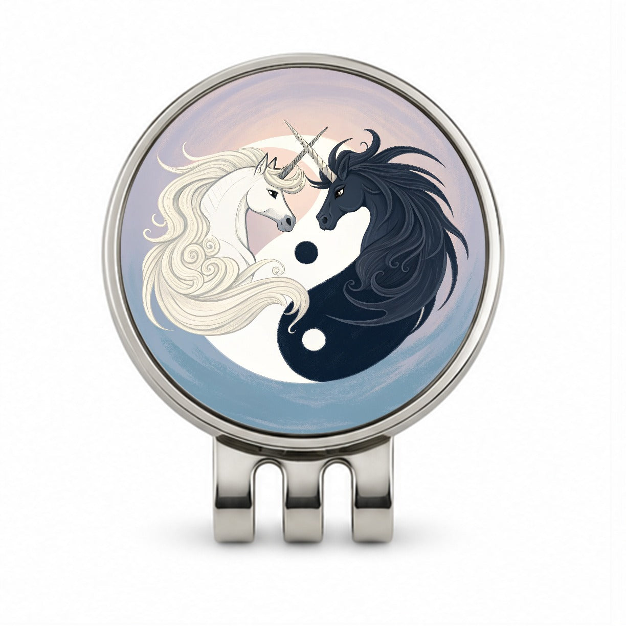 Two Unicorns Yin Yang Golf Hat Clip with Ball Marker