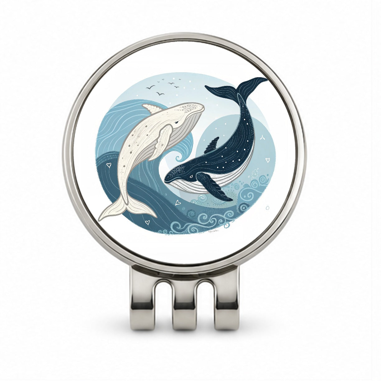 Two Whales Yin Yang Golf Hat Clip with Ball Marker