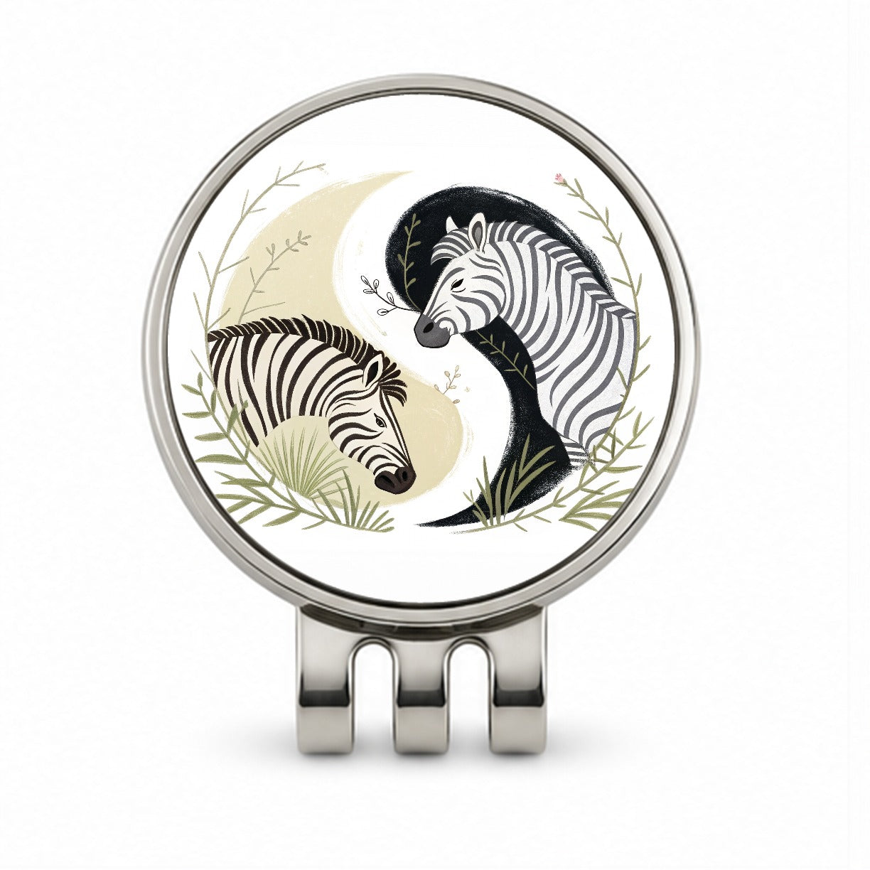 Two Zebras Yin Yang Golf Hat Clip with Ball Marker