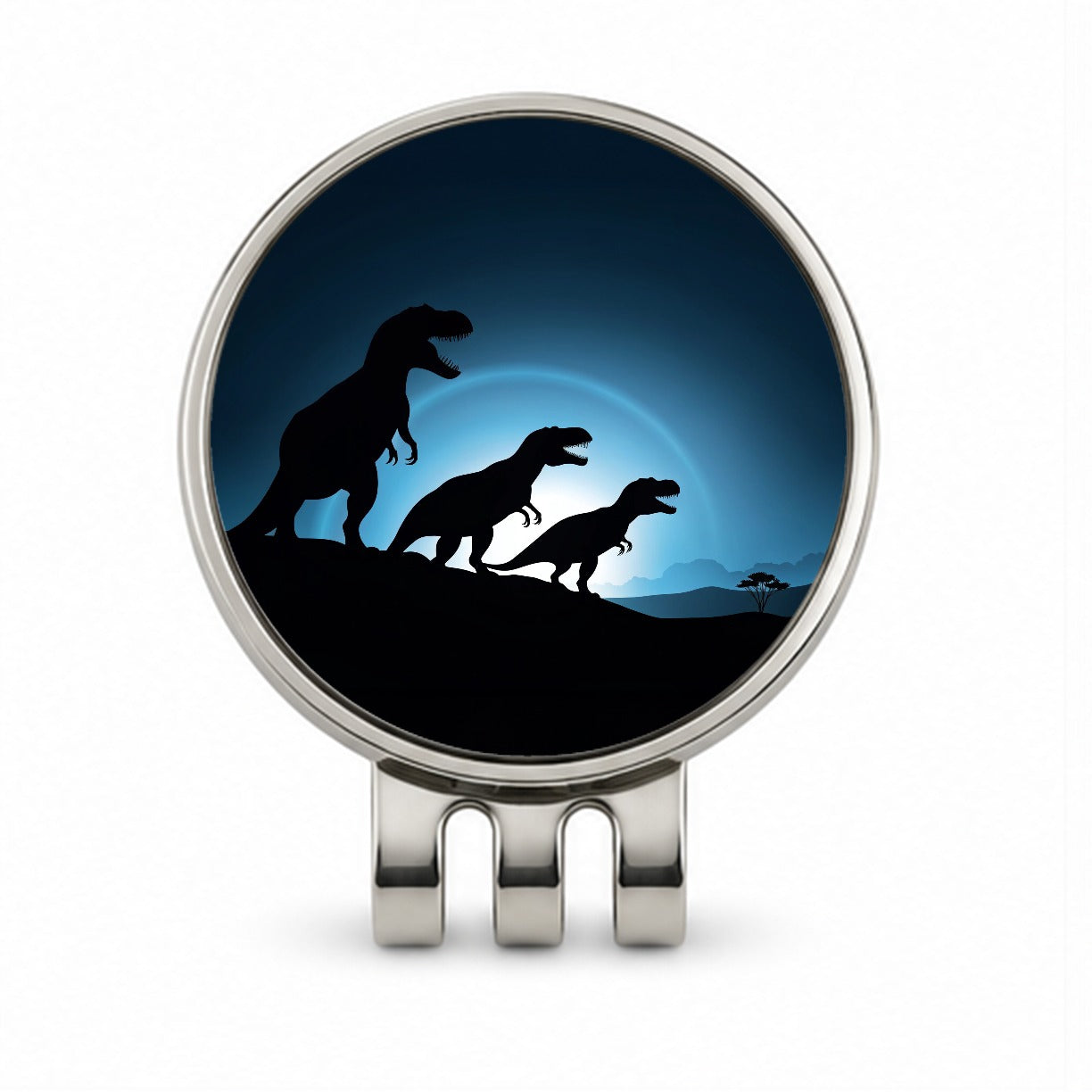 Tyrannosaurus T-Rex Dinosaur Night Silhouettes Golf Hat Clip with Ball Marker