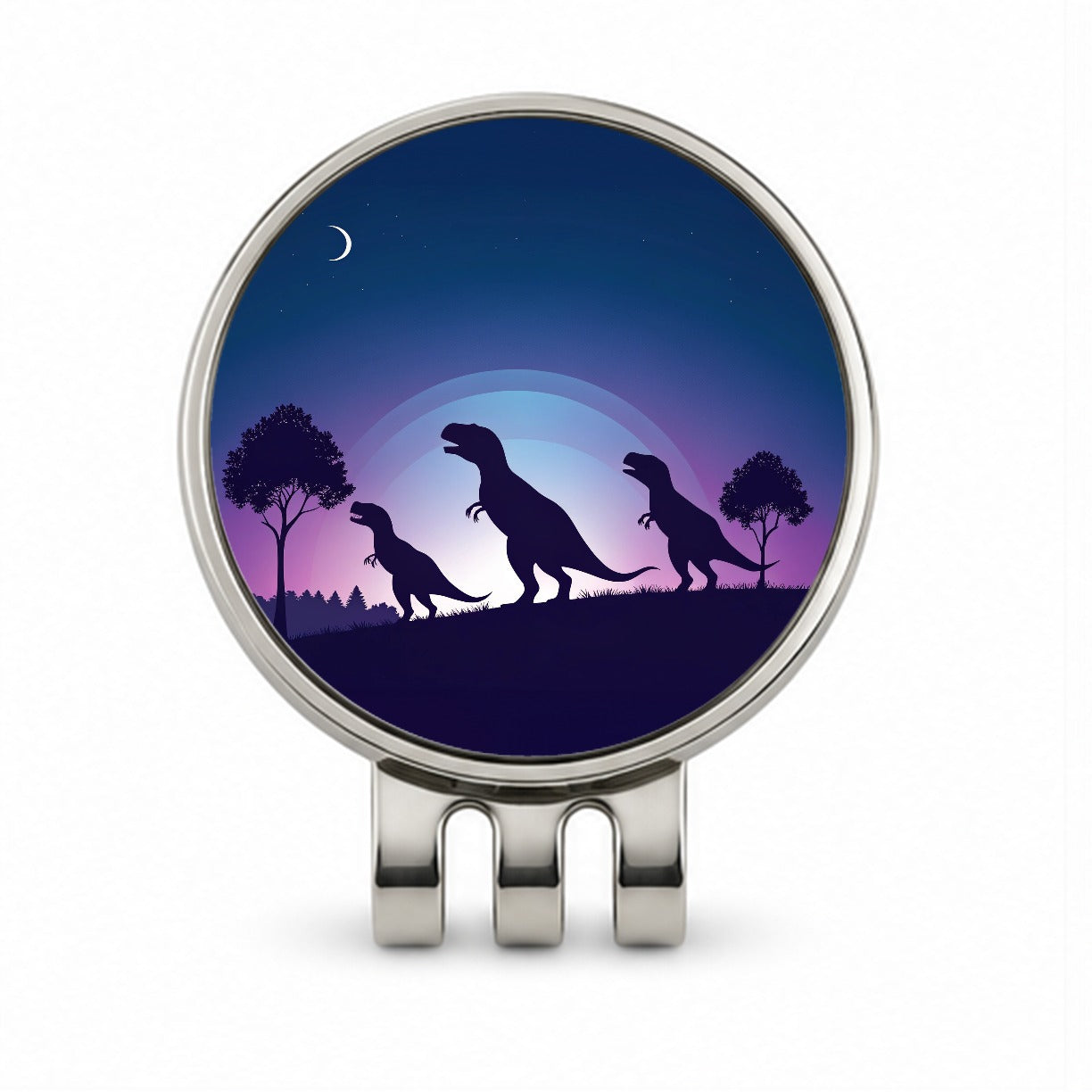 Tyrannosaurus T-Rex Dinosaur Silhouettes Golf Hat Clip with Ball Marker