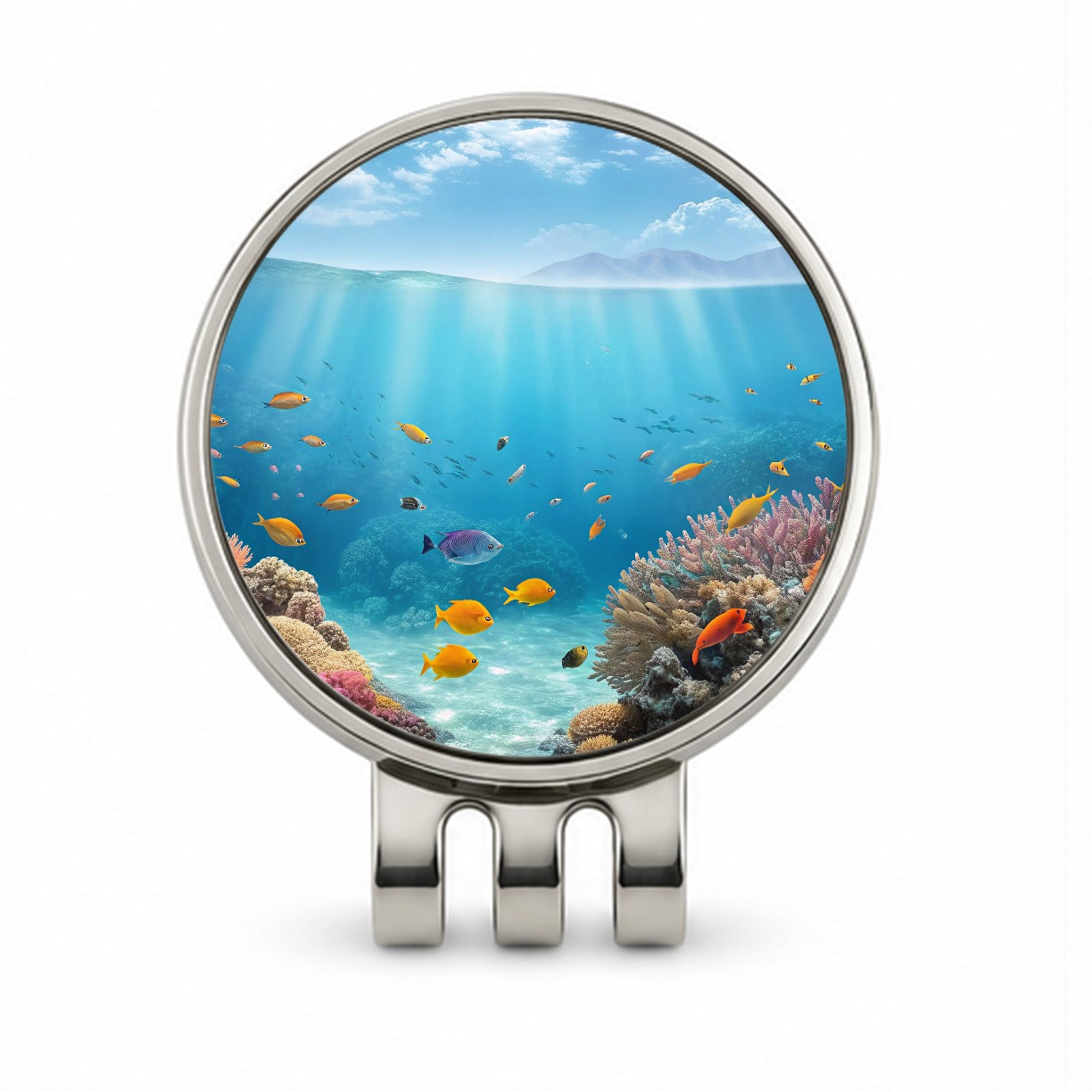 Underwater Scene Tropical Fish Ocean Golf Hat Clip with Ball Marker