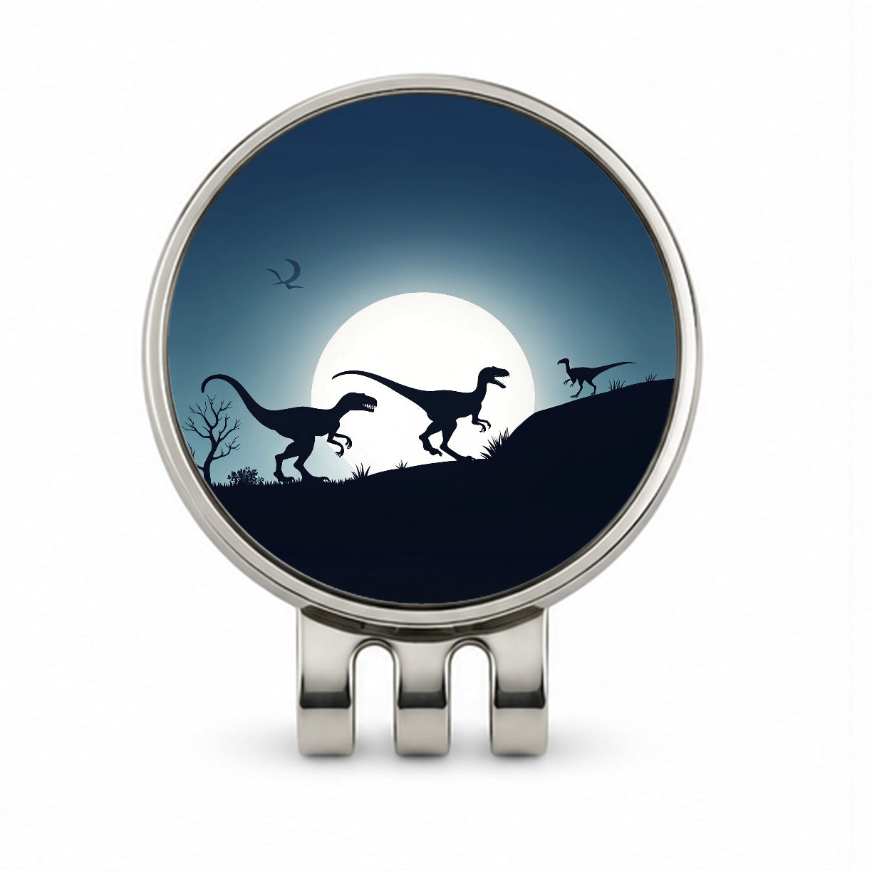 Velociraptor Silhouettes Dinosaurs Golf Hat Clip with Ball Marker
