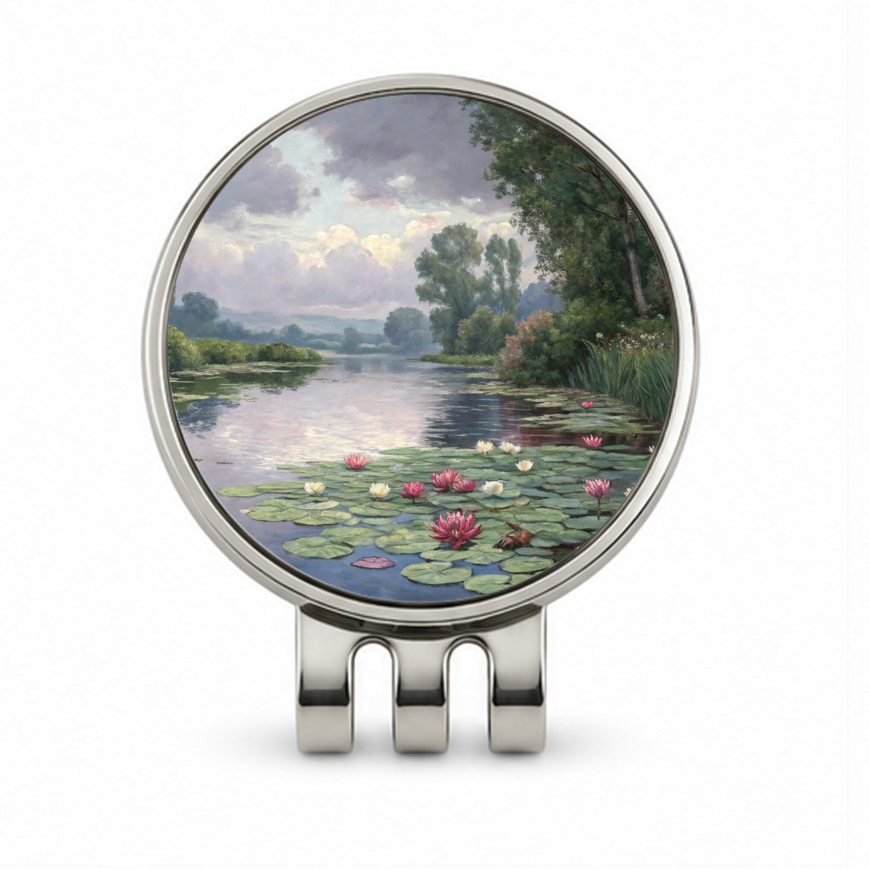 Water Lilies By Claude Monet Inspired Golf Hat Clip with Ball Marker