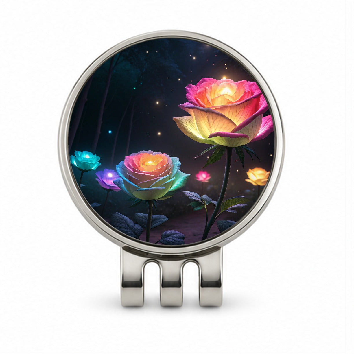 Glowing Roses Beautiful Flowers Golf Hat Clip with Ball Marker