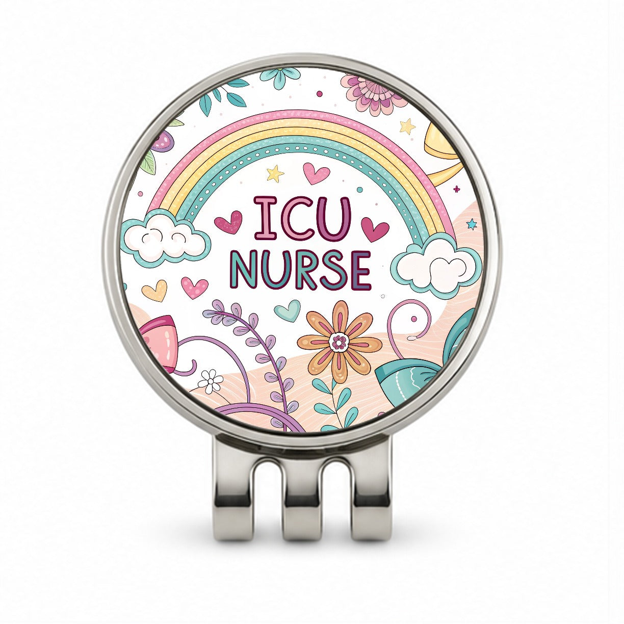 ICU Nurse Appreciation Coquette Bows Flowers Golf Hat Clip with Ball Marker