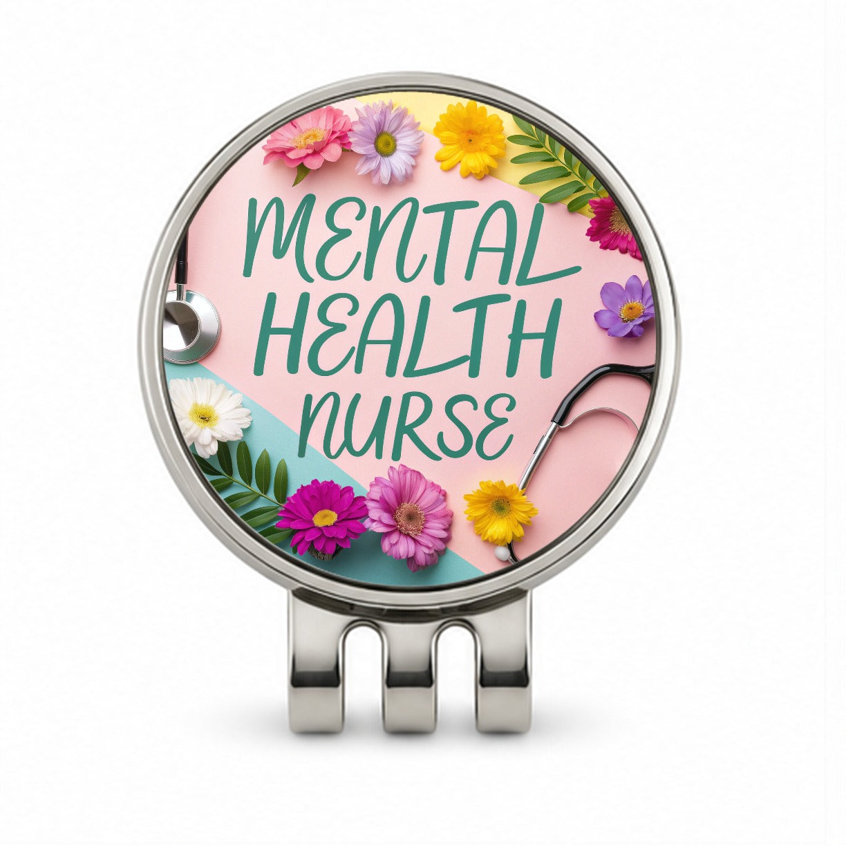 Mental Health Nurse Appreciation Stethoscope Flowers Golf Hat Clip with Ball Marker