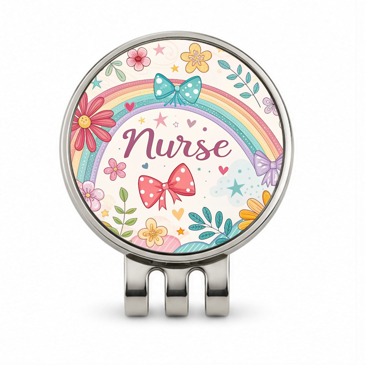 Nurse Appreciation Coquette Bows Flowers Golf Hat Clip with Ball Marker