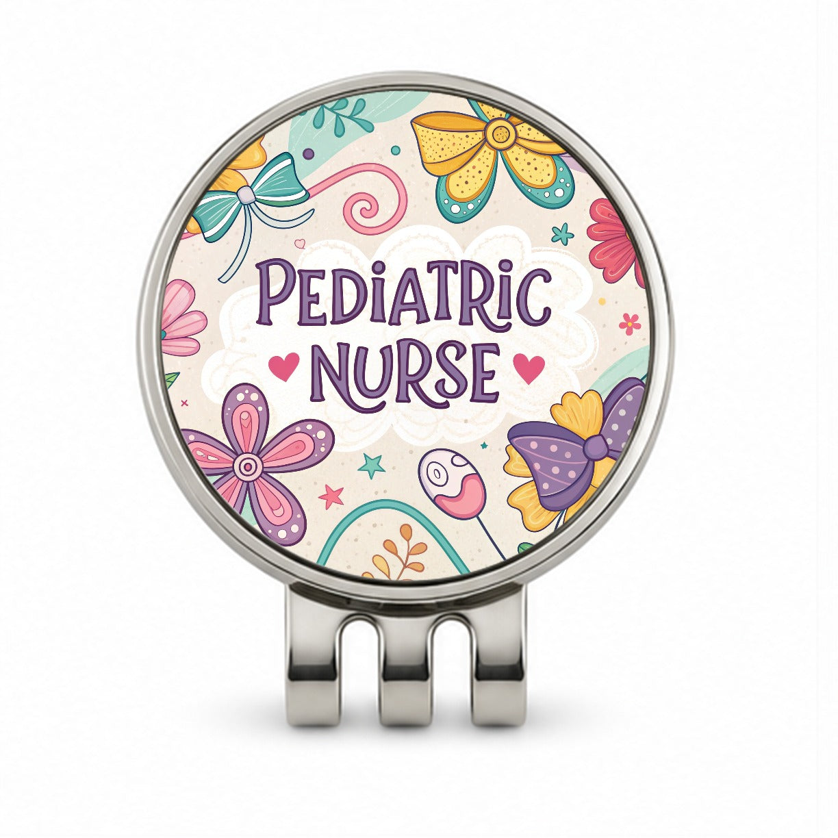 Pediatric Nurse Appreciation Coquette Bows Flowers Golf Hat Clip with Ball Marker