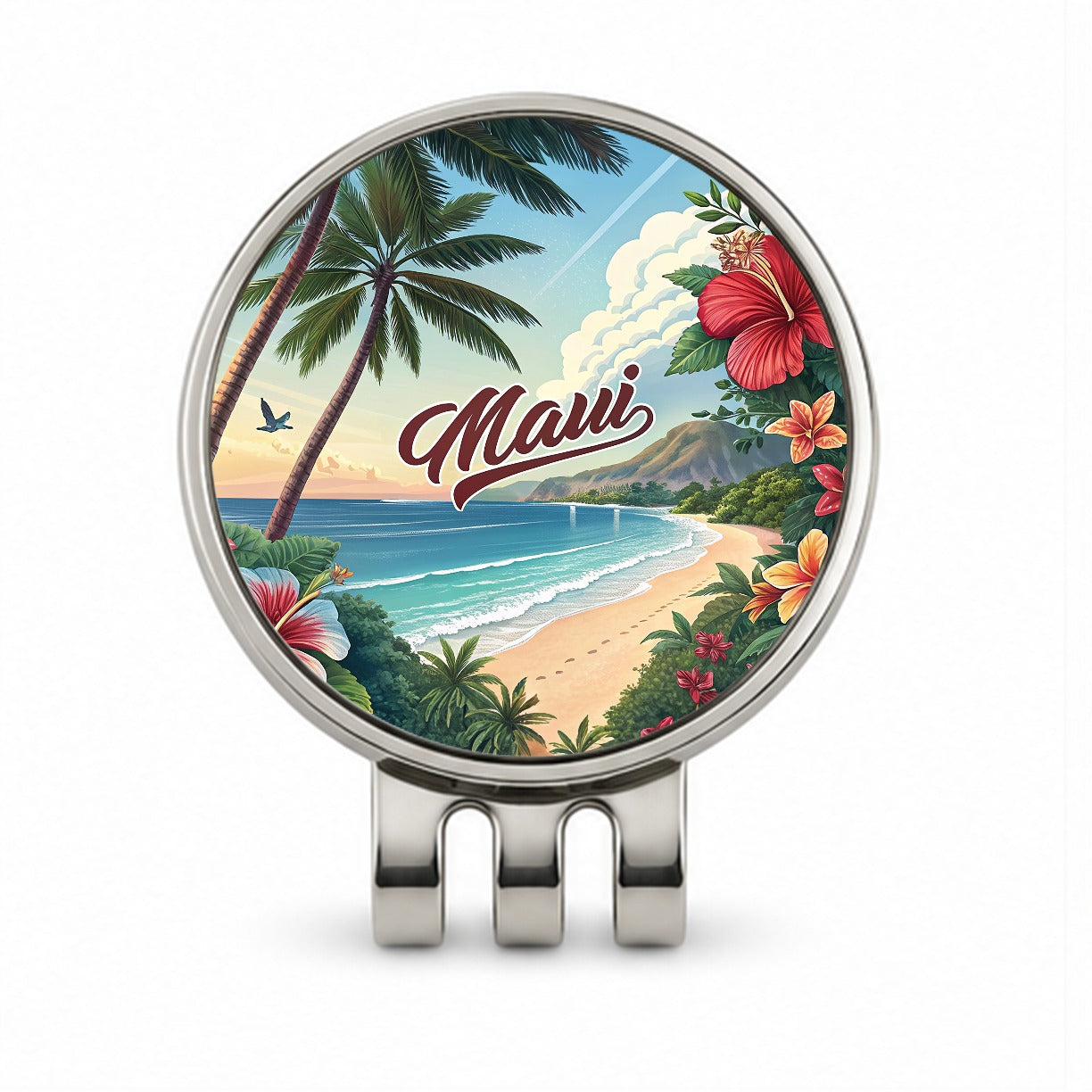 Maui, Hawaii HI Travel City State Stamp Golf Hat Clip with Ball Marker