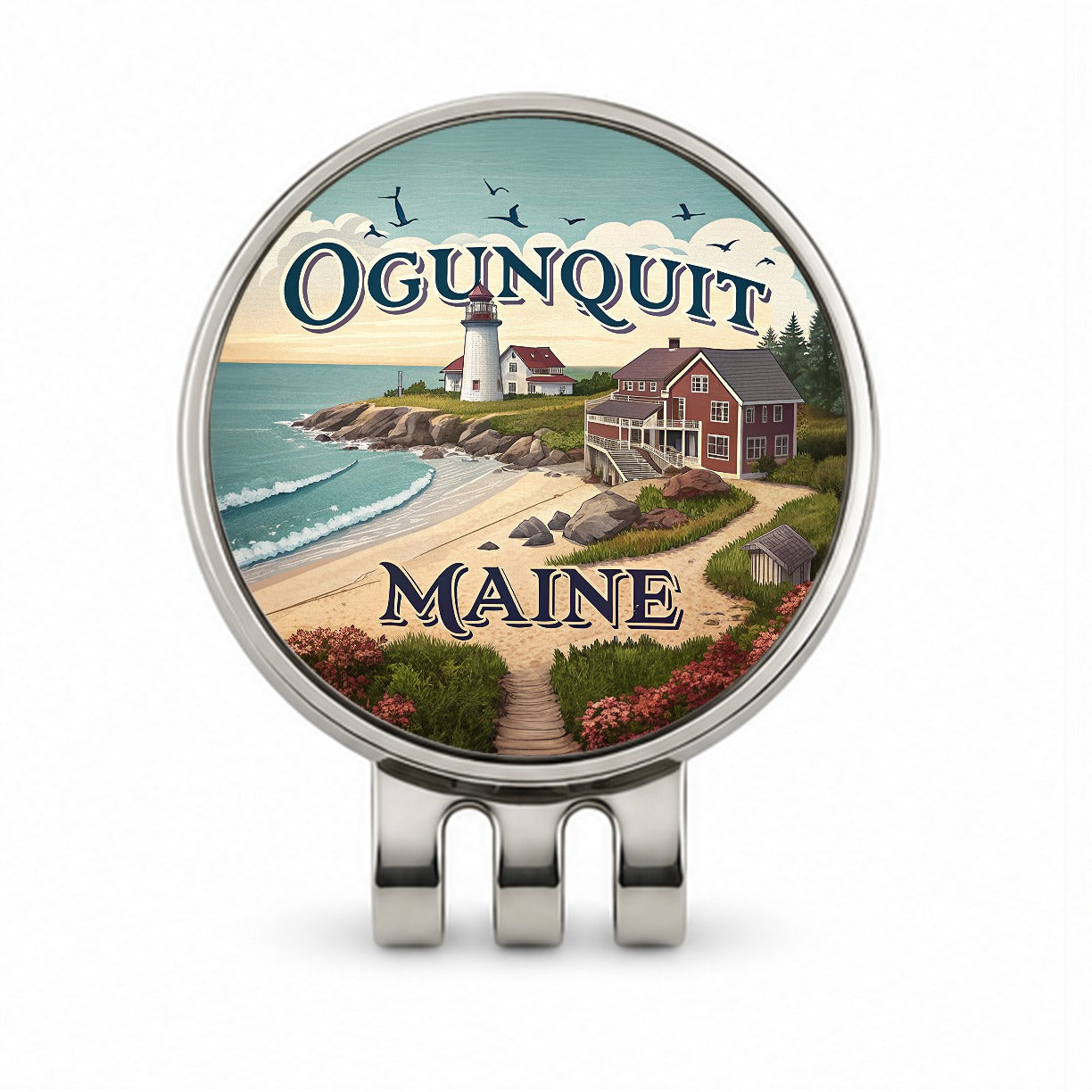 Ogunquit, Maine ME Travel City State Stamp Golf Hat Clip with Ball Marker