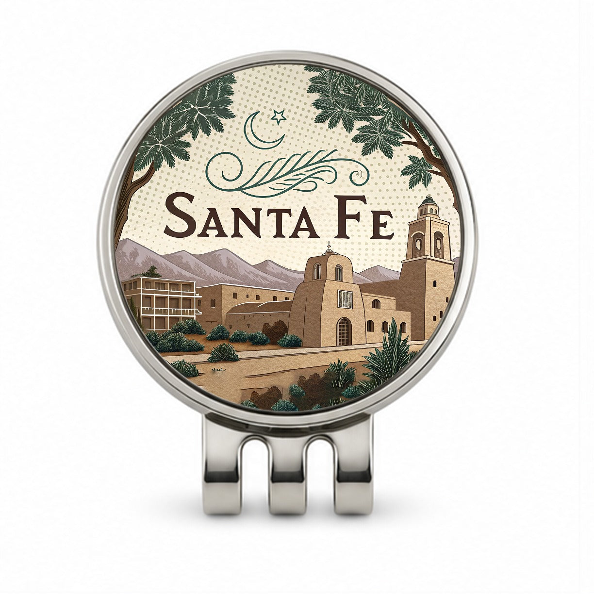 Santa Fe, New Mexico NM Travel City State Stamp Golf Hat Clip with Ball Marker