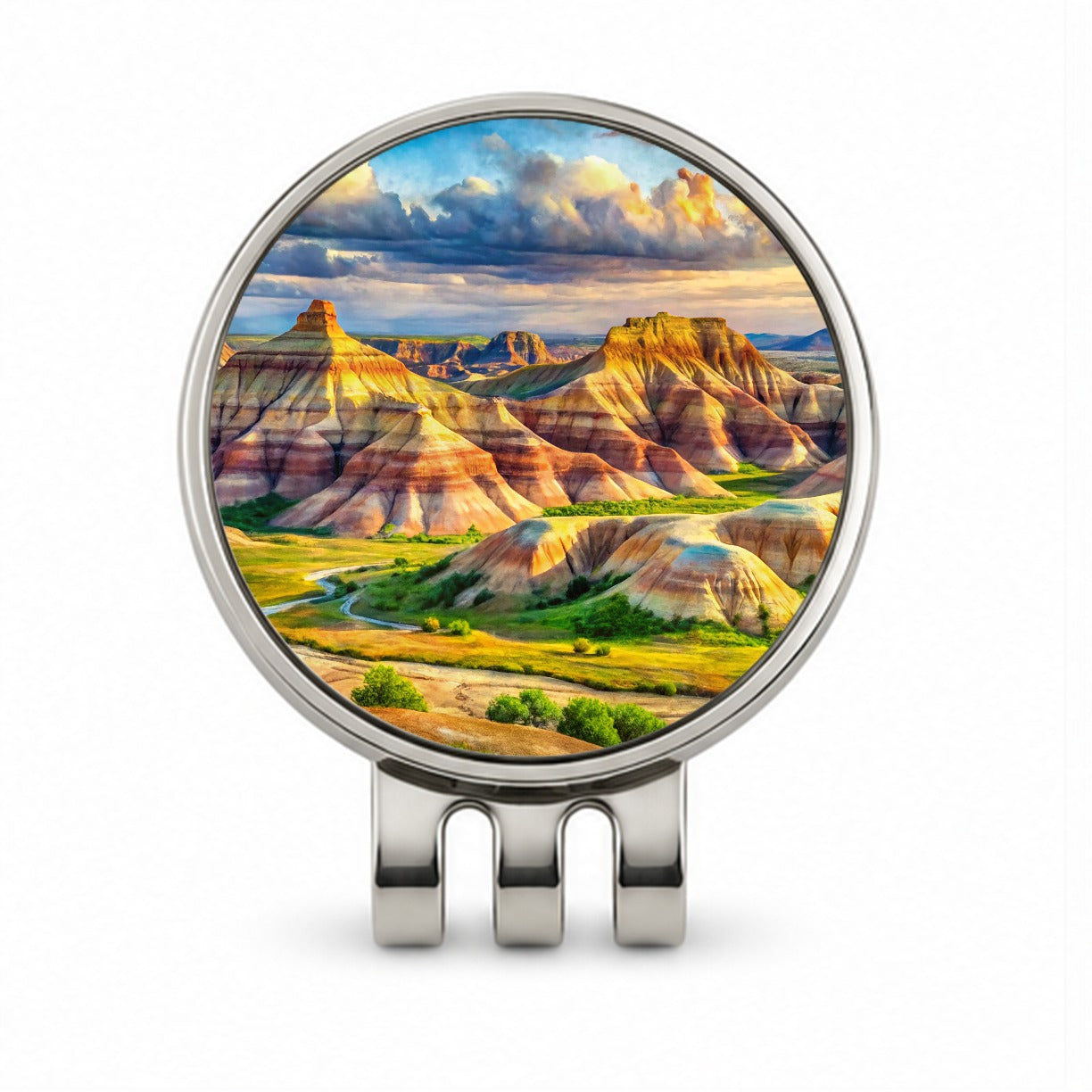 Badlands National Park South Dakota Watercolor Style Golf Hat Clip with Ball Marker