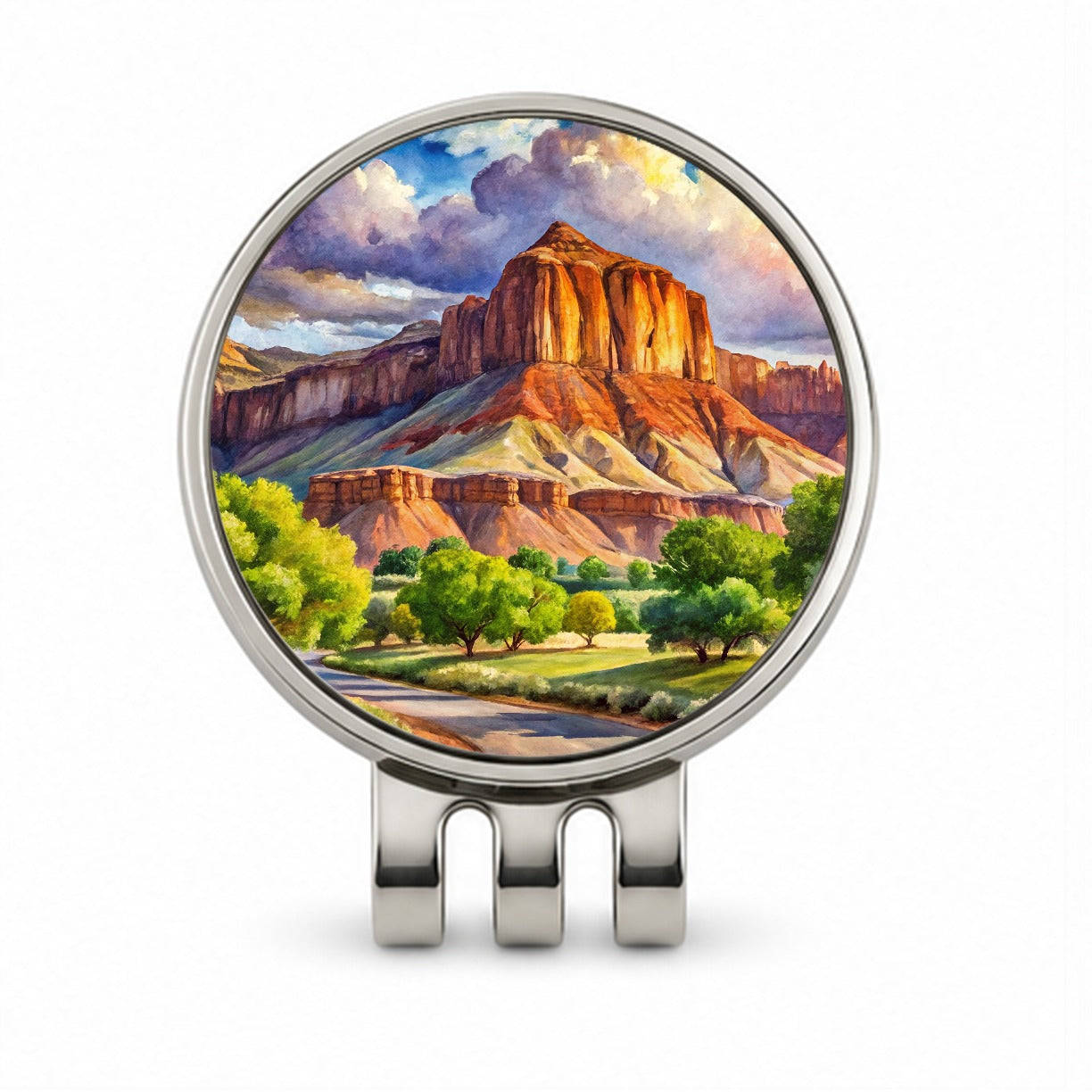 Capitol Reef National Park Utah Watercolor Style Golf Hat Clip with Ball Marker