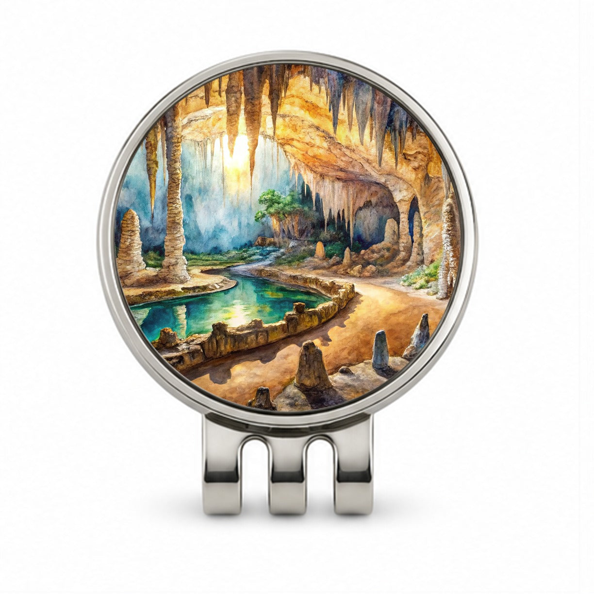 Carlsbad Caverns National Park New Mexico Watercolor Style Golf Hat Clip with Ball Marker