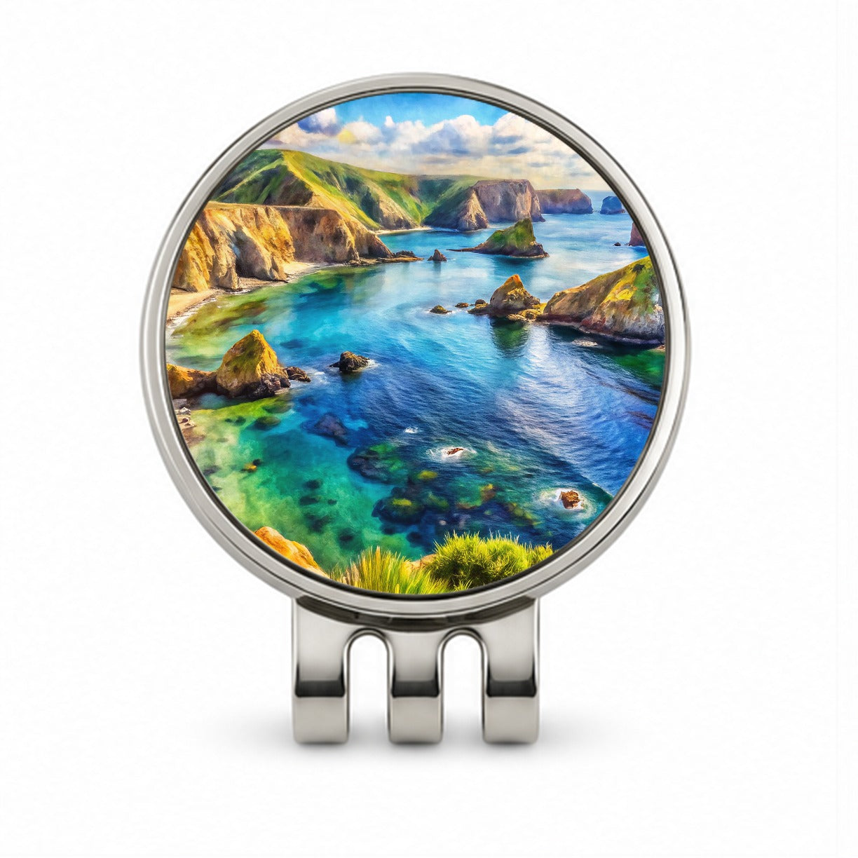 Channel Islands National Park California Watercolor Style Golf Hat Clip with Ball Marker