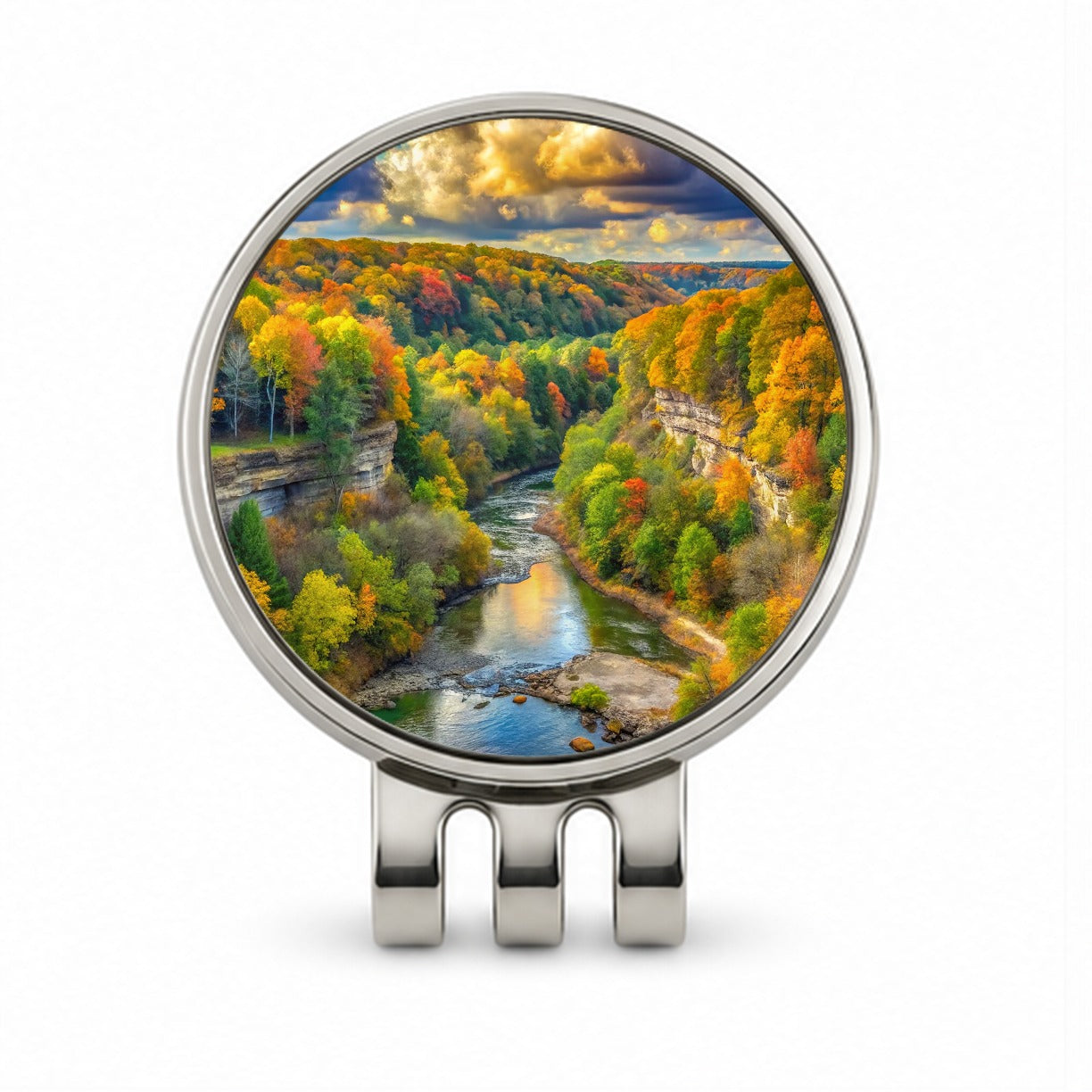 Cuyahoga Valley National Park Ohio Watercolor Style Golf Hat Clip with Ball Marker