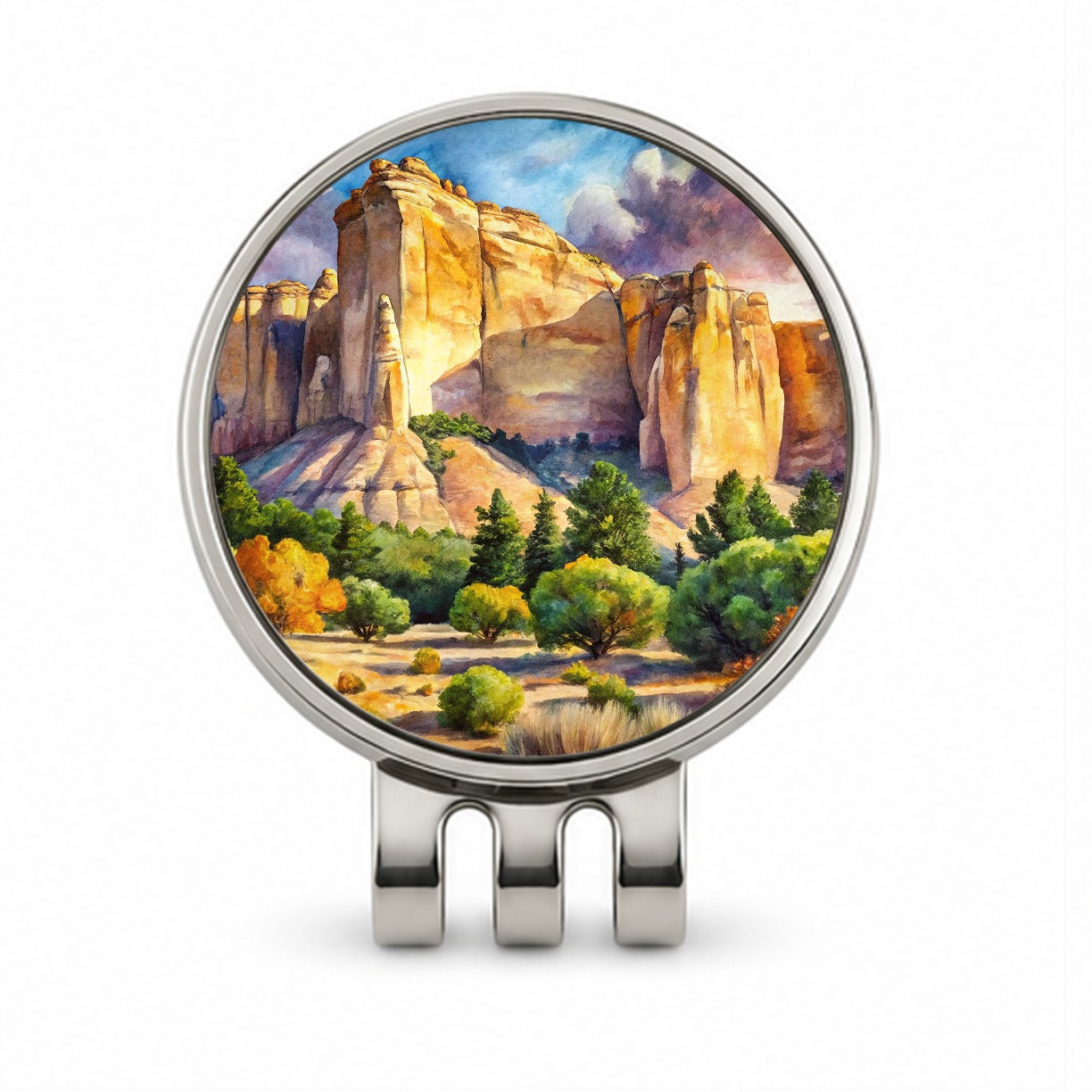 El Morro National Monument New Mexico Watercolor Style Golf Hat Clip with Ball Marker