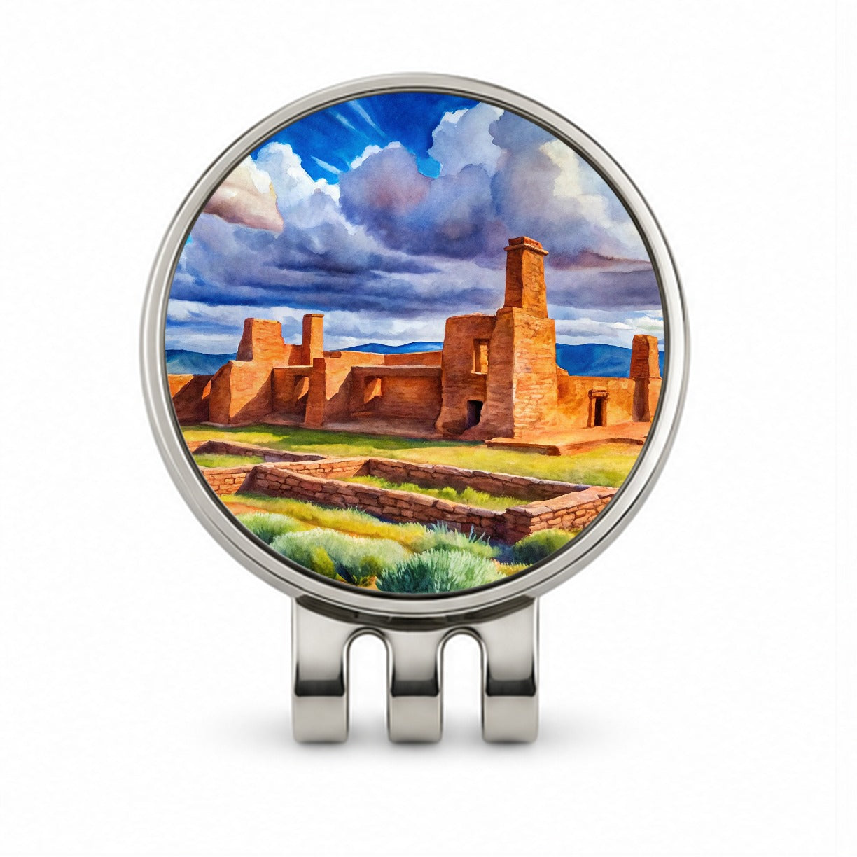 Fort Union National Monument New Mexico Watercolor Style Golf Hat Clip with Ball Marker