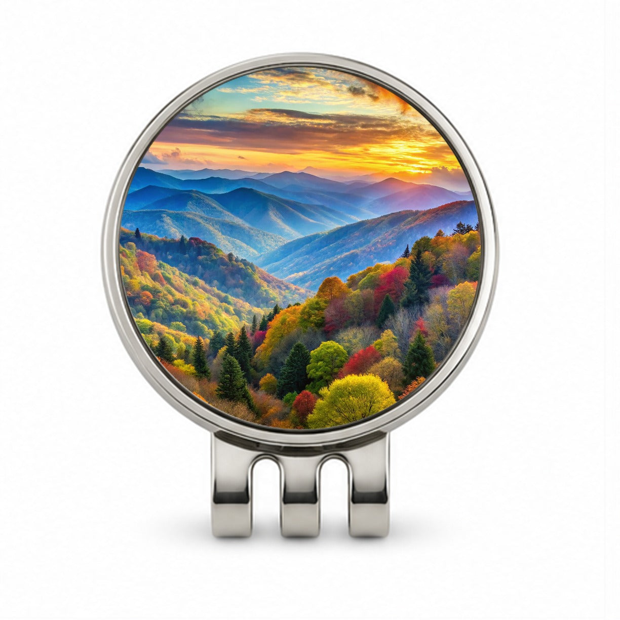 Great Smoky Mountains National Park North Carolina Tennessee Watercolor Style Golf Hat Clip with Ball Marker
