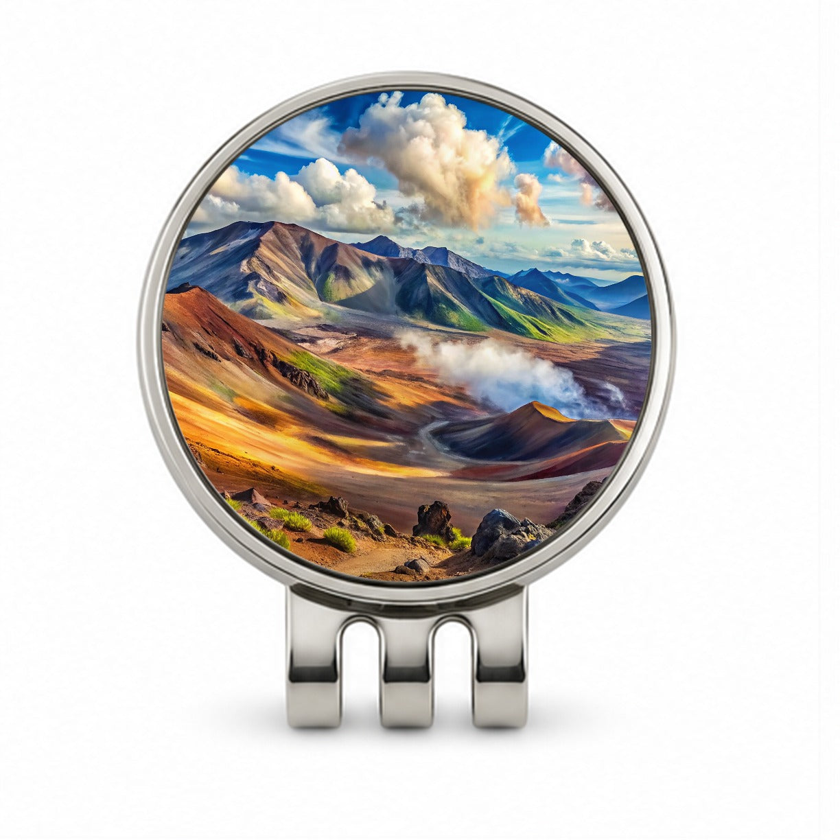 Haleakala National Park Hawaii Watercolor Style Golf Hat Clip with Ball Marker