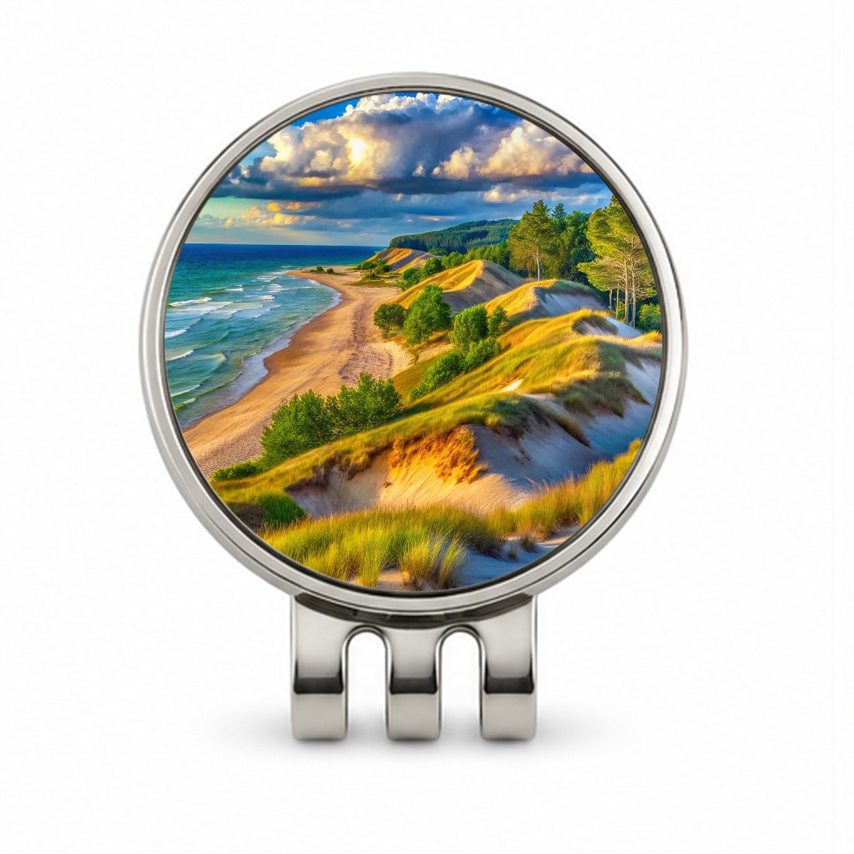 Indiana Dunes National Park Indiana Watercolor Style Golf Hat Clip with Ball Marker