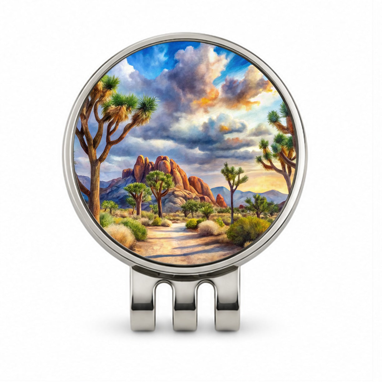 Joshua Tree National Park California Watercolor Style Golf Hat Clip with Ball Marker
