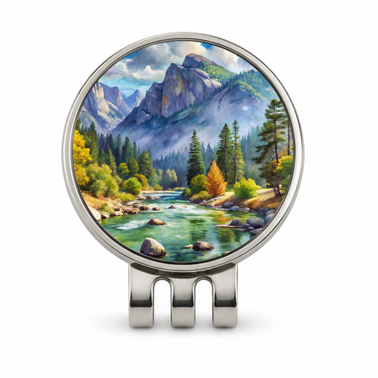 Kings Canyon National Park California Watercolor Style Golf Hat Clip with Ball Marker