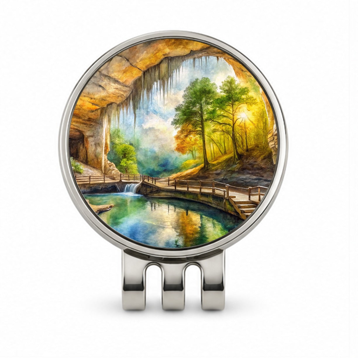 Mammoth Cave National Park Kentucky Watercolor Style Golf Hat Clip with Ball Marker