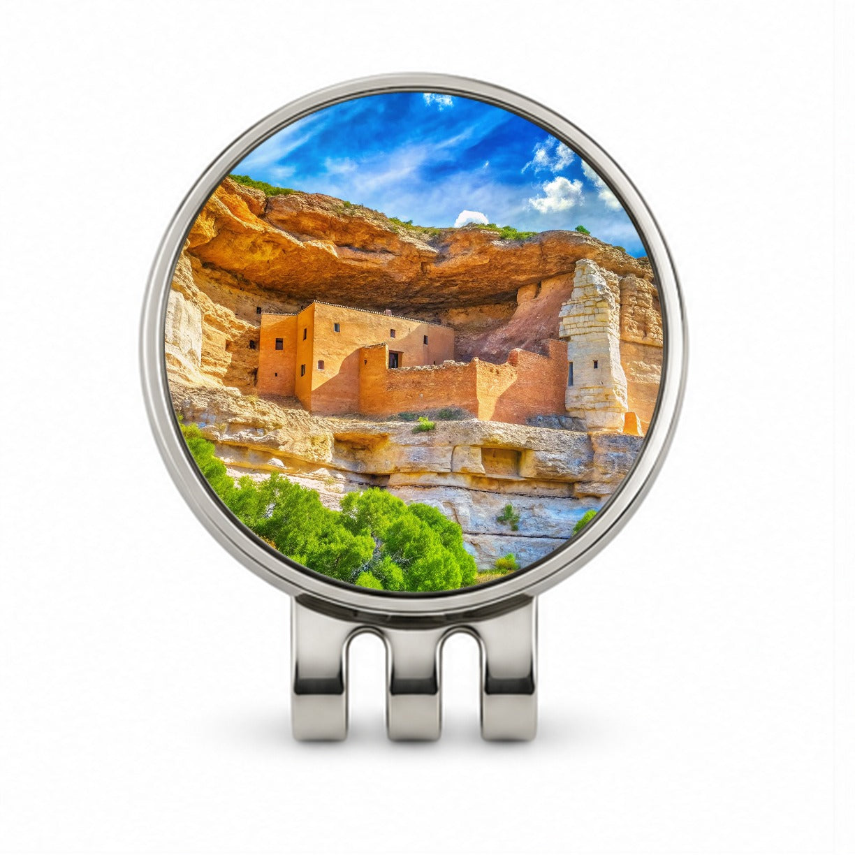 Montezuma Castle National Monument Arizona Watercolor Style Golf Hat Clip with Ball Marker