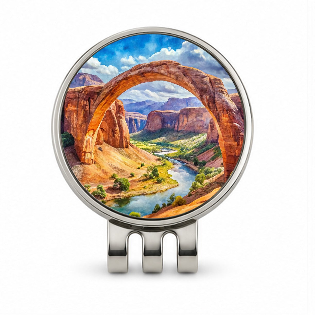 Rainbow Bridge National Monument Utah Watercolor Style Golf Hat Clip with Ball Marker
