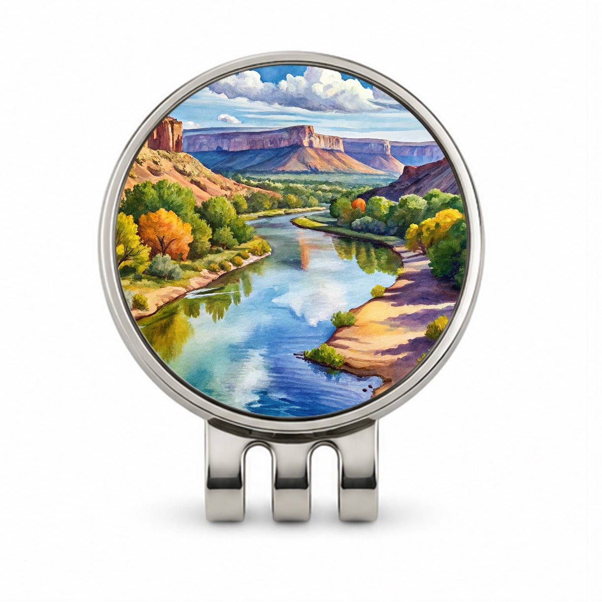 Rio Grande del Norte National Monument New Mexico Watercolor Style Golf Hat Clip with Ball Marker