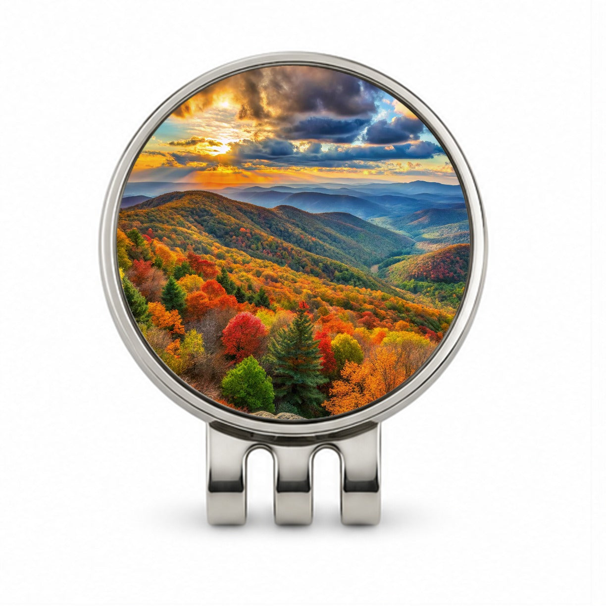 Shenandoah National Park Virginia Watercolor Style Golf Hat Clip with Ball Marker