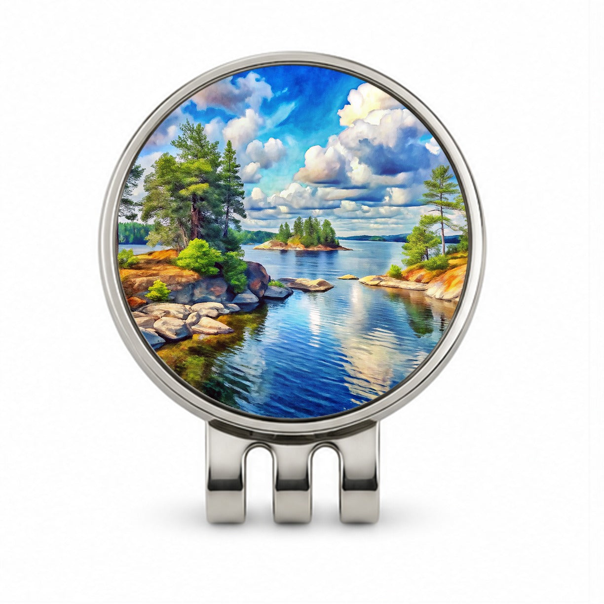 Voyageurs National Park Minnesota Watercolor Style Golf Hat Clip with Ball Marker