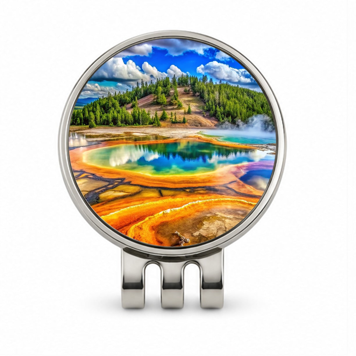 Yellowstone National Park Wyoming Watercolor Style Golf Hat Clip with Ball Marker