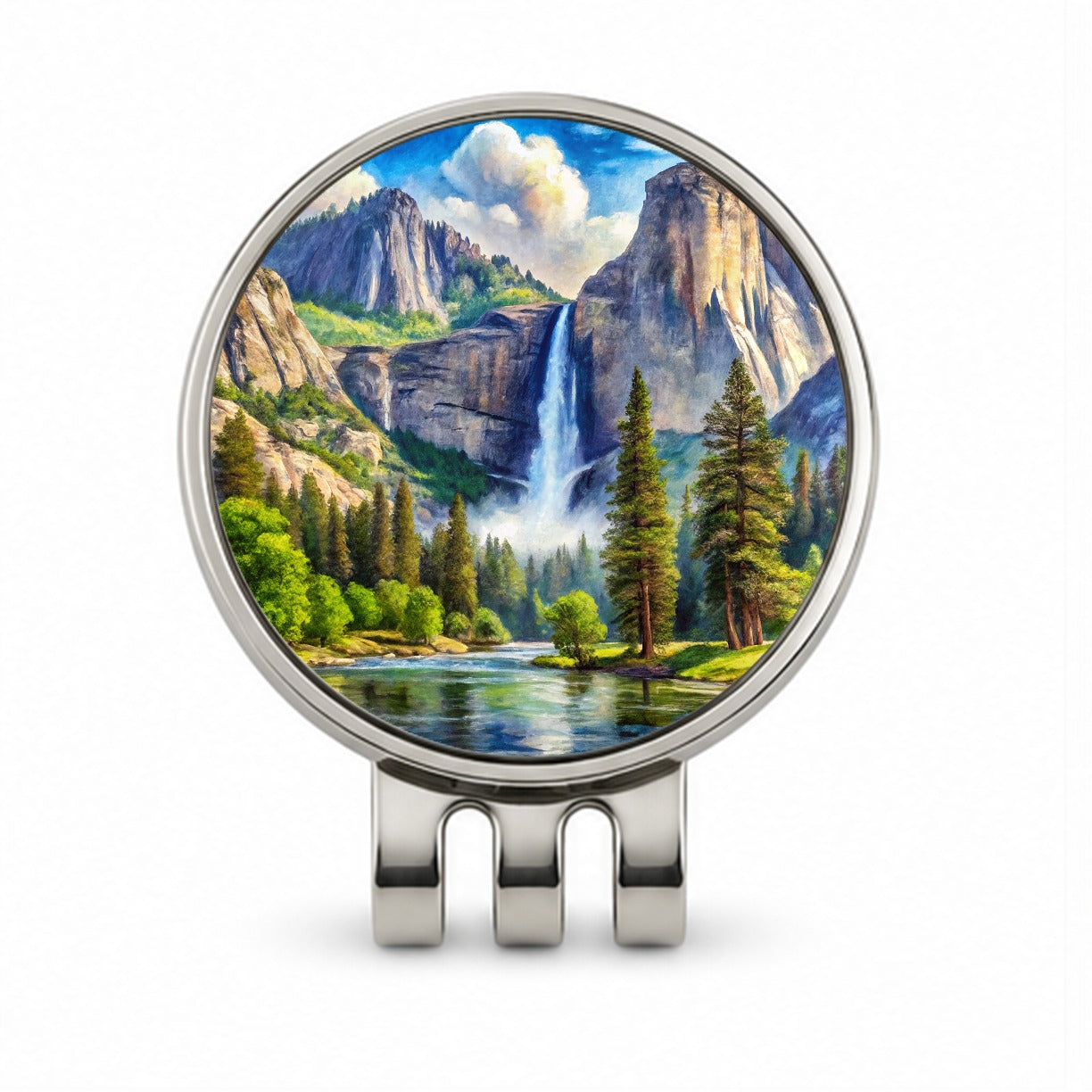Yosemite National Park Yosemite Falls Watercolor Style Golf Hat Clip with Ball Marker