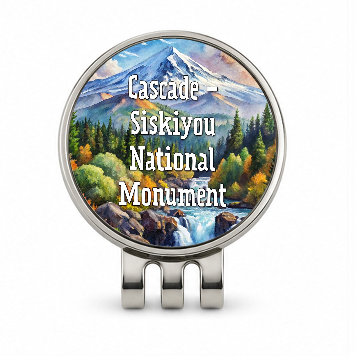 Cascade - Siskiyou National Monument California, Oregon Golf Hat Clip with Ball Marker