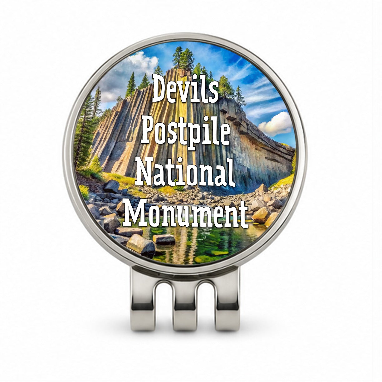 Devils Postpile National Monument California Golf Hat Clip with Ball Marker