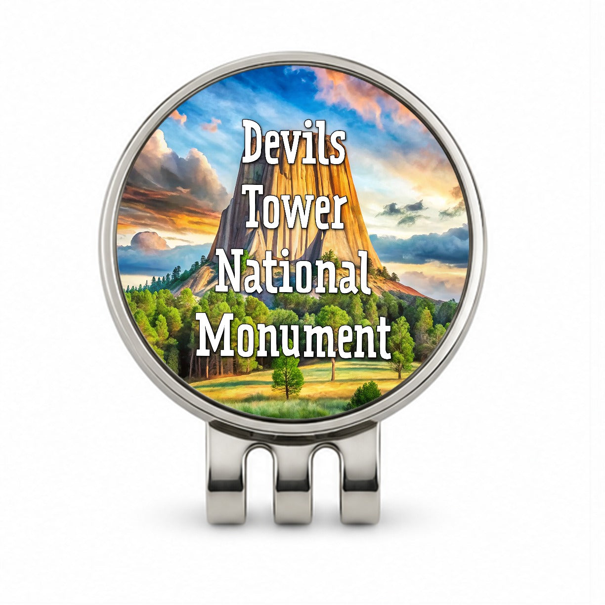 Devils Tower National Monument Wyoming Golf Hat Clip with Ball Marker