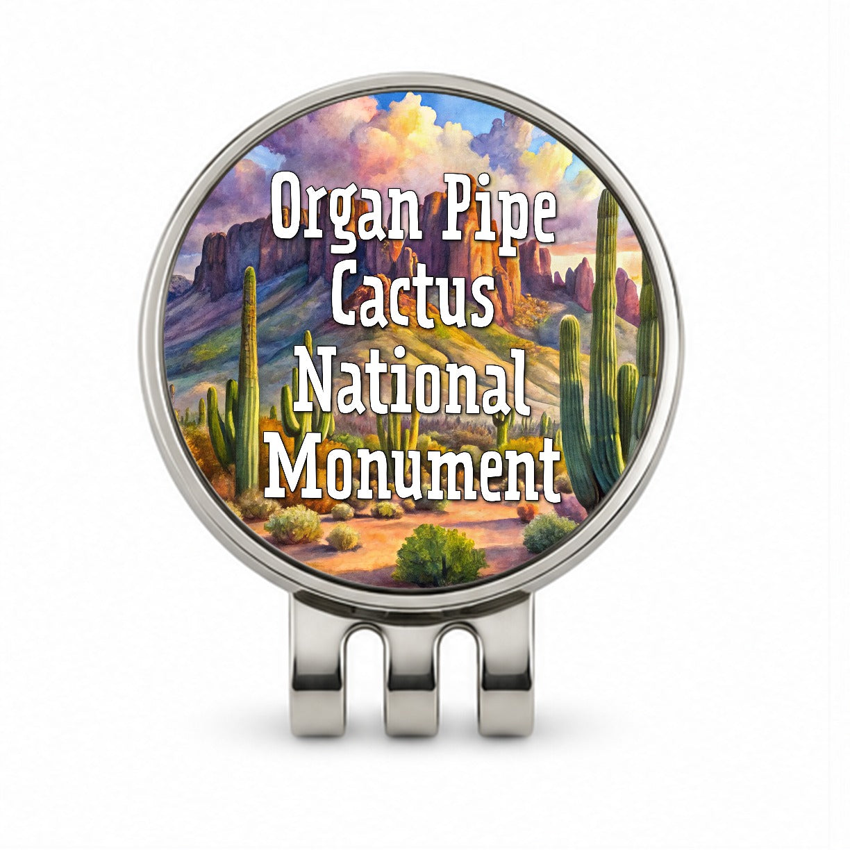 Organ Pipe Cactus National Monument Arizona Golf Hat Clip with Ball Marker