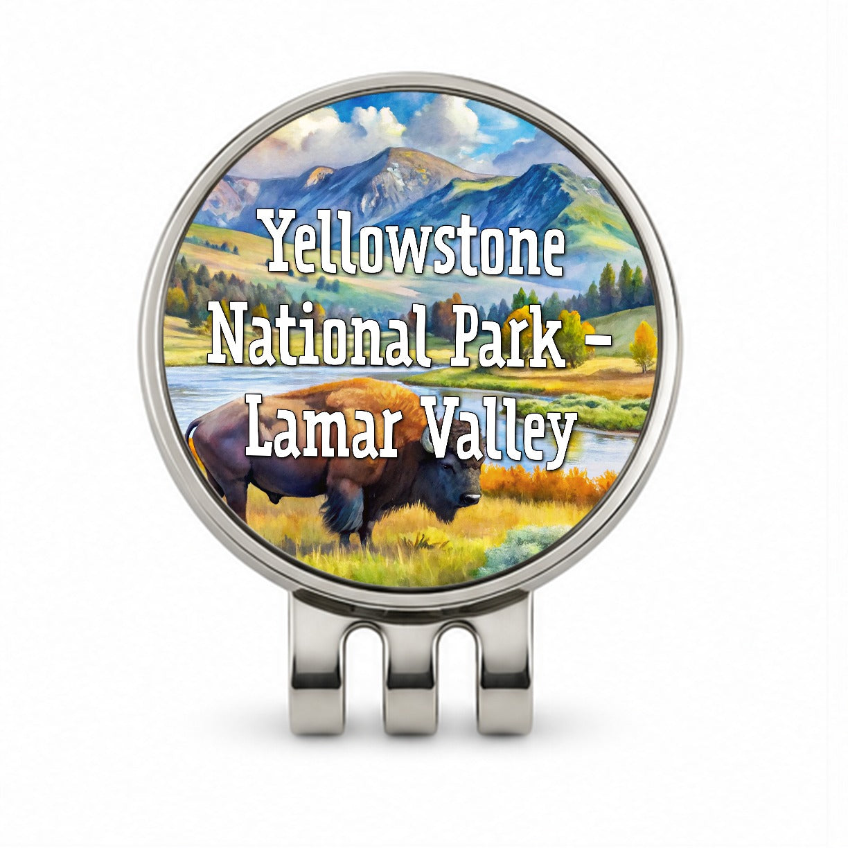 Yellowstone National Park Lamar Valley Golf Hat Clip with Ball Marker
