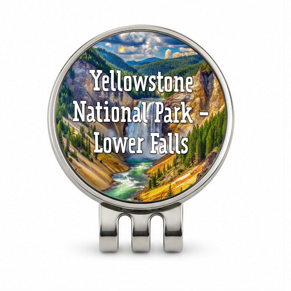 Yellowstone National Park Lower Falls Golf Hat Clip with Ball Marker