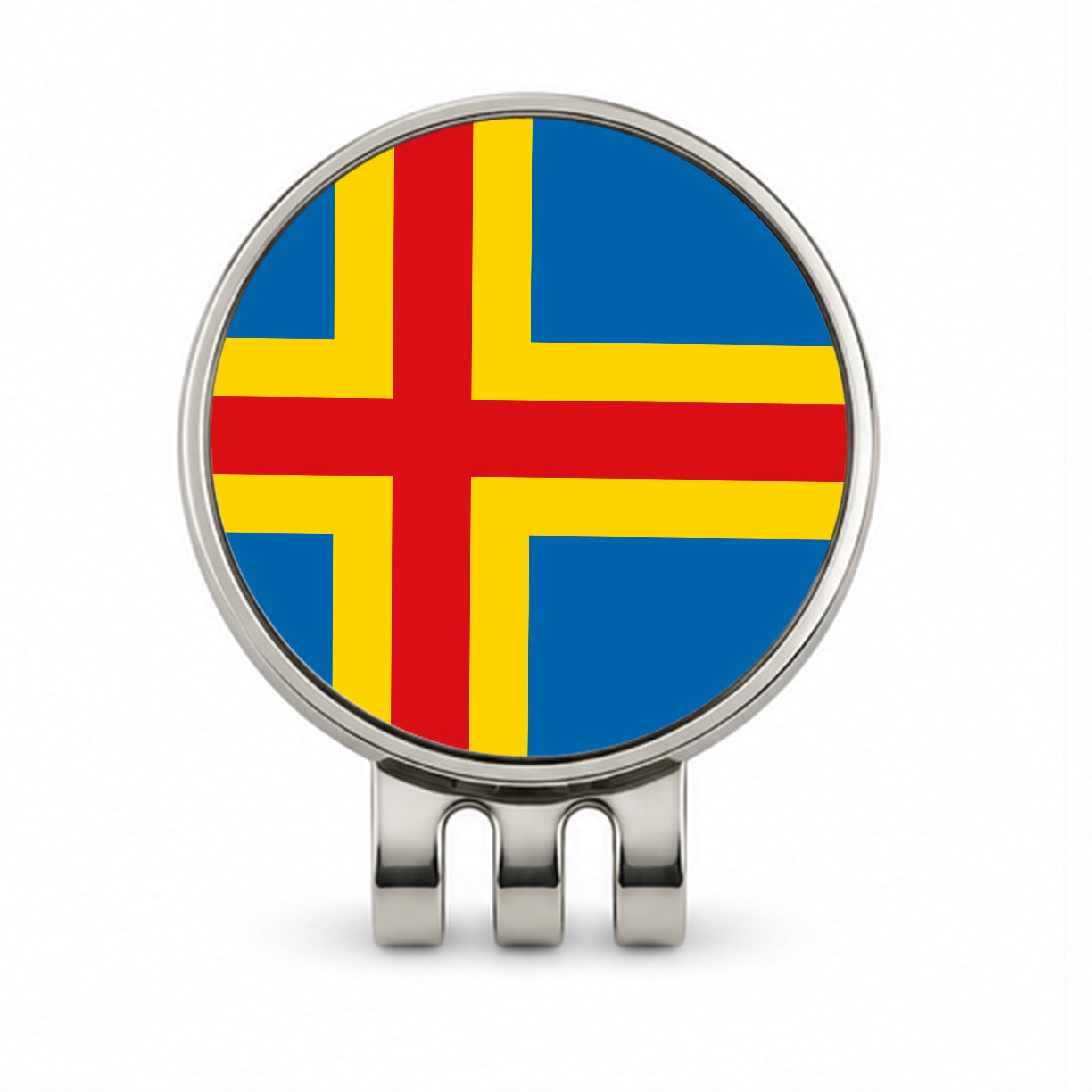 Aland Islands Country Flag Golf Hat Clip with Ball Marker