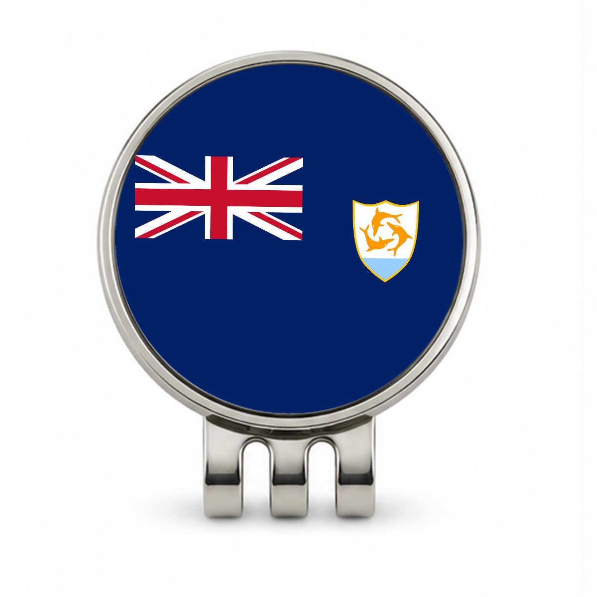 Anguilla Country Flag Golf Hat Clip with Ball Marker