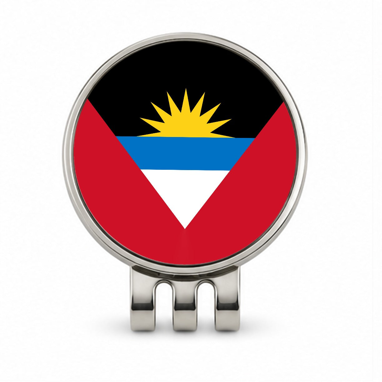 Antigua and Barbuda Country Flag Golf Hat Clip with Ball Marker