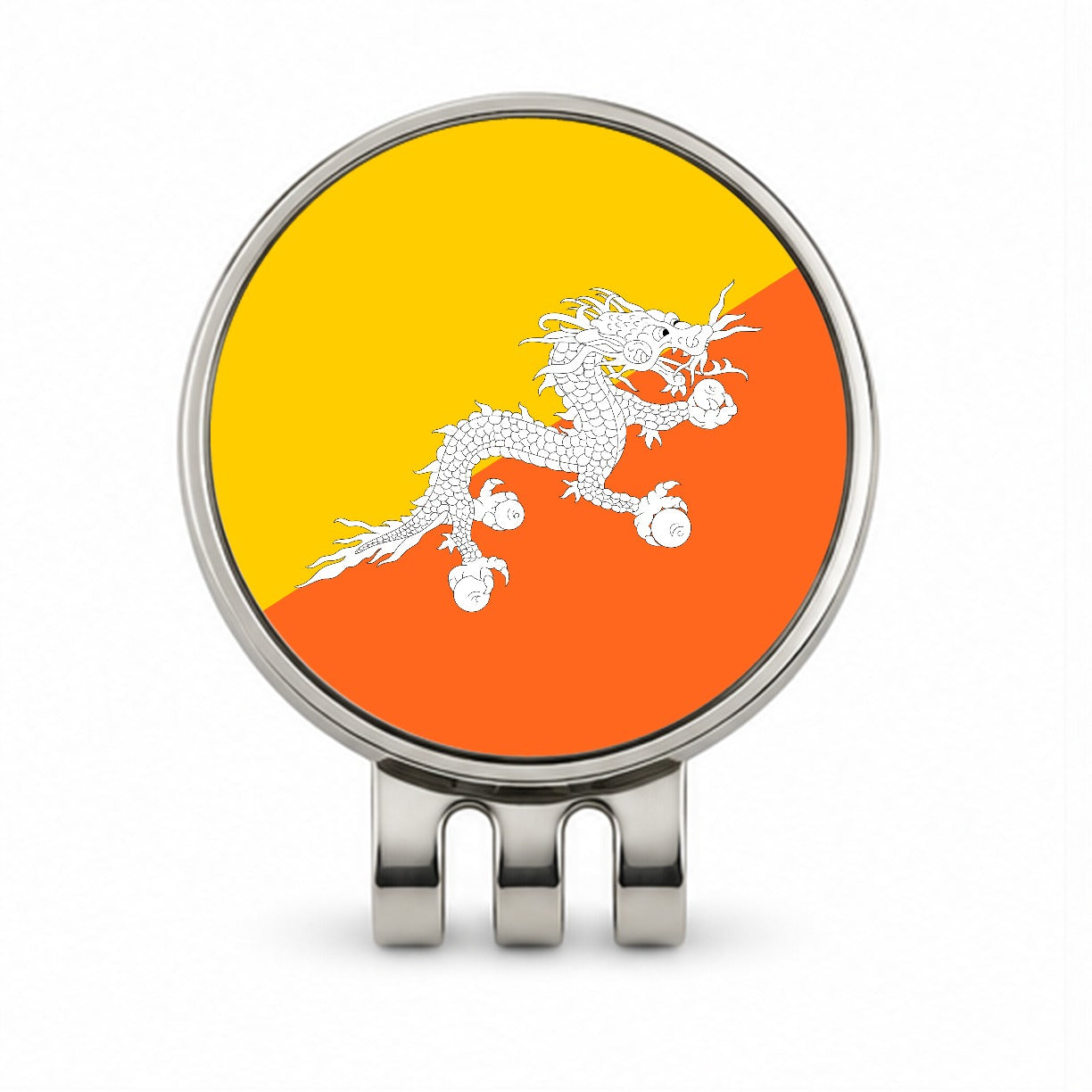 Bhutan Country Flag Golf Hat Clip with Ball Marker