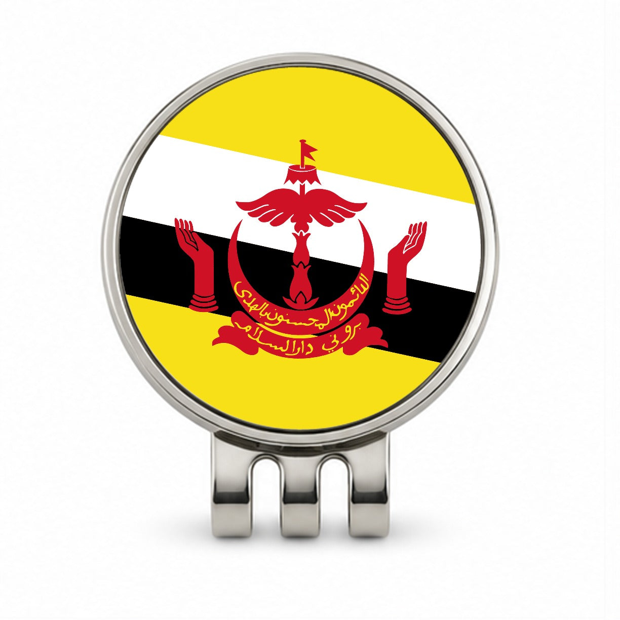 Brunei Darussalam Country Flag Golf Hat Clip with Ball Marker