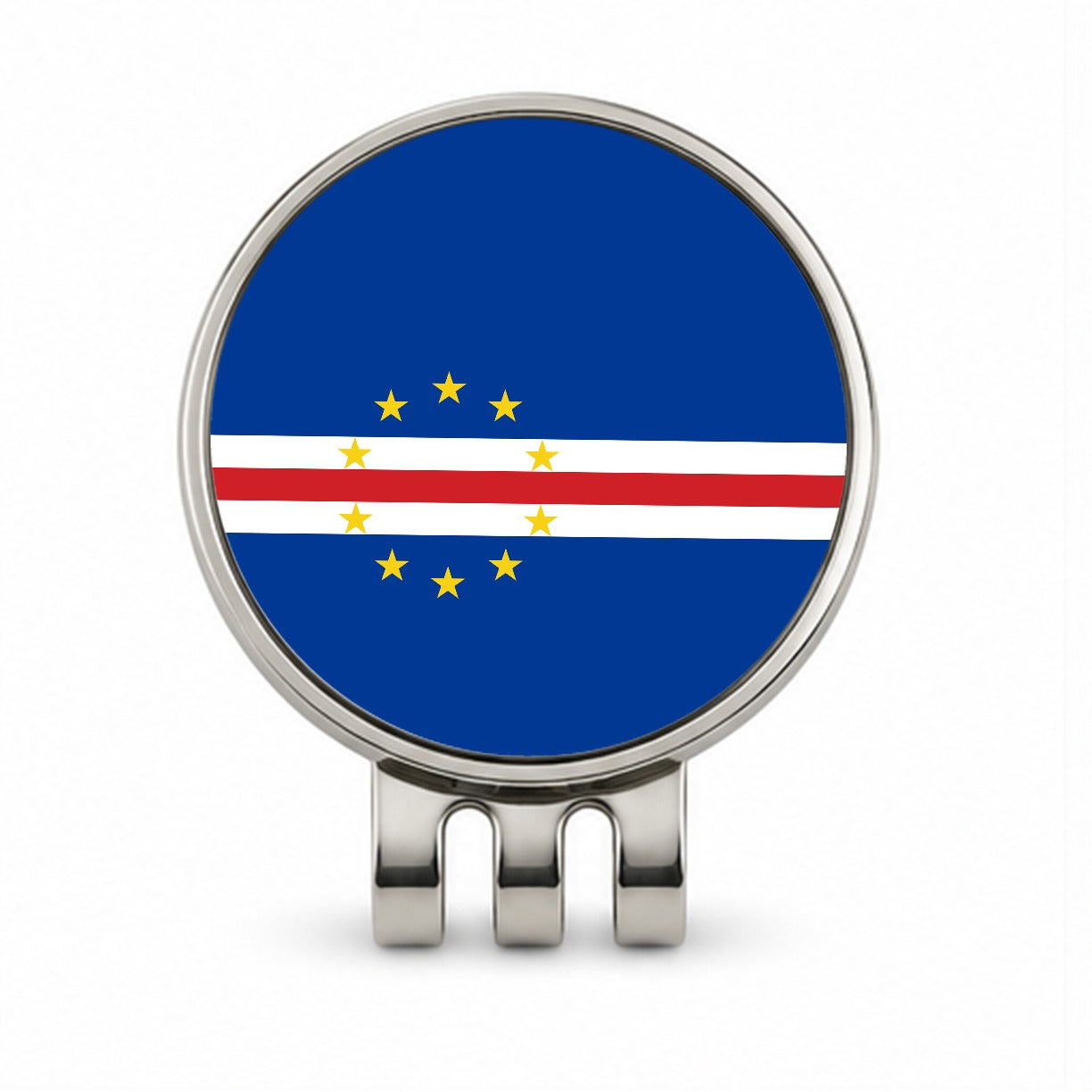 Cabo Verde Country Flag Golf Hat Clip with Ball Marker