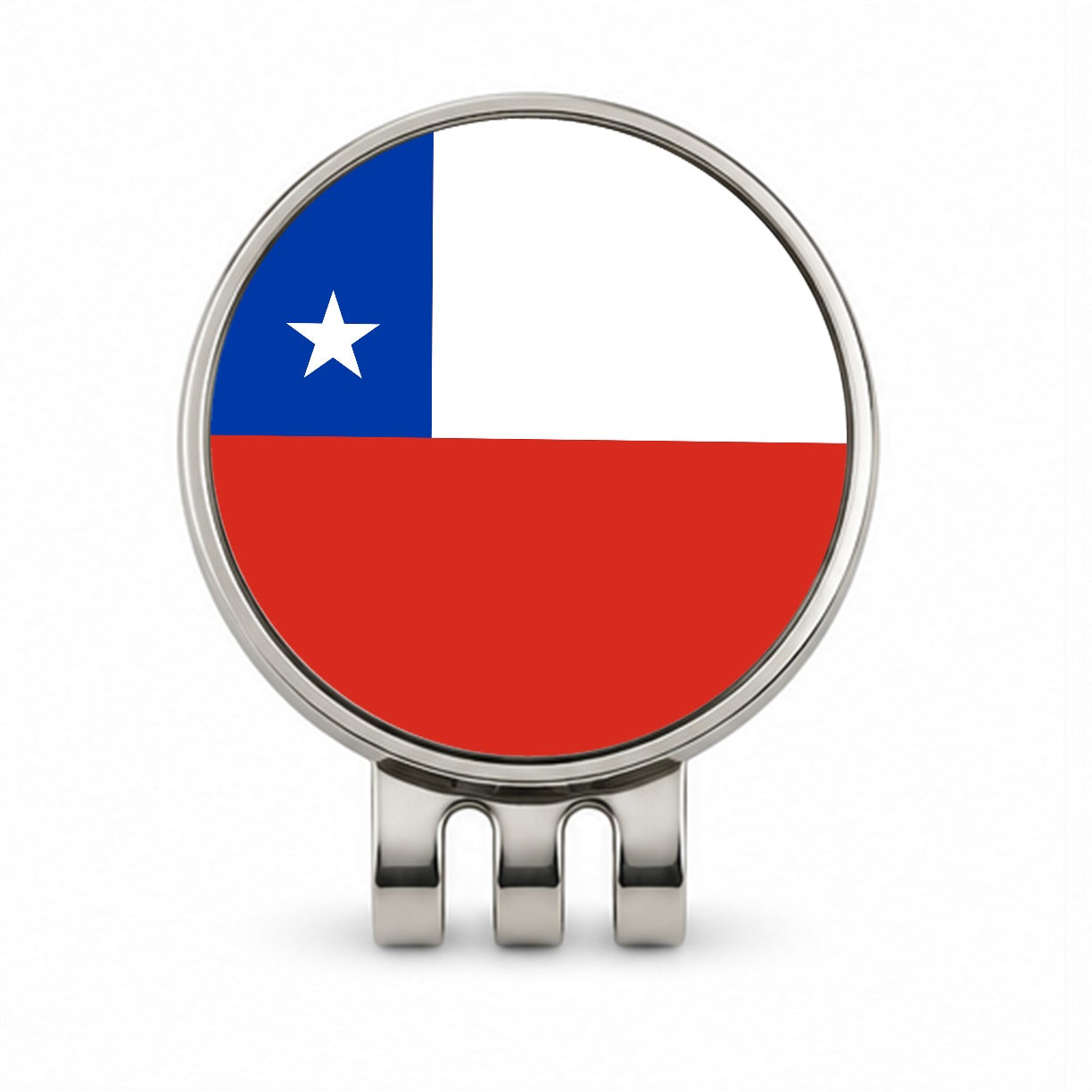 Chile Country Flag Golf Hat Clip with Ball Marker