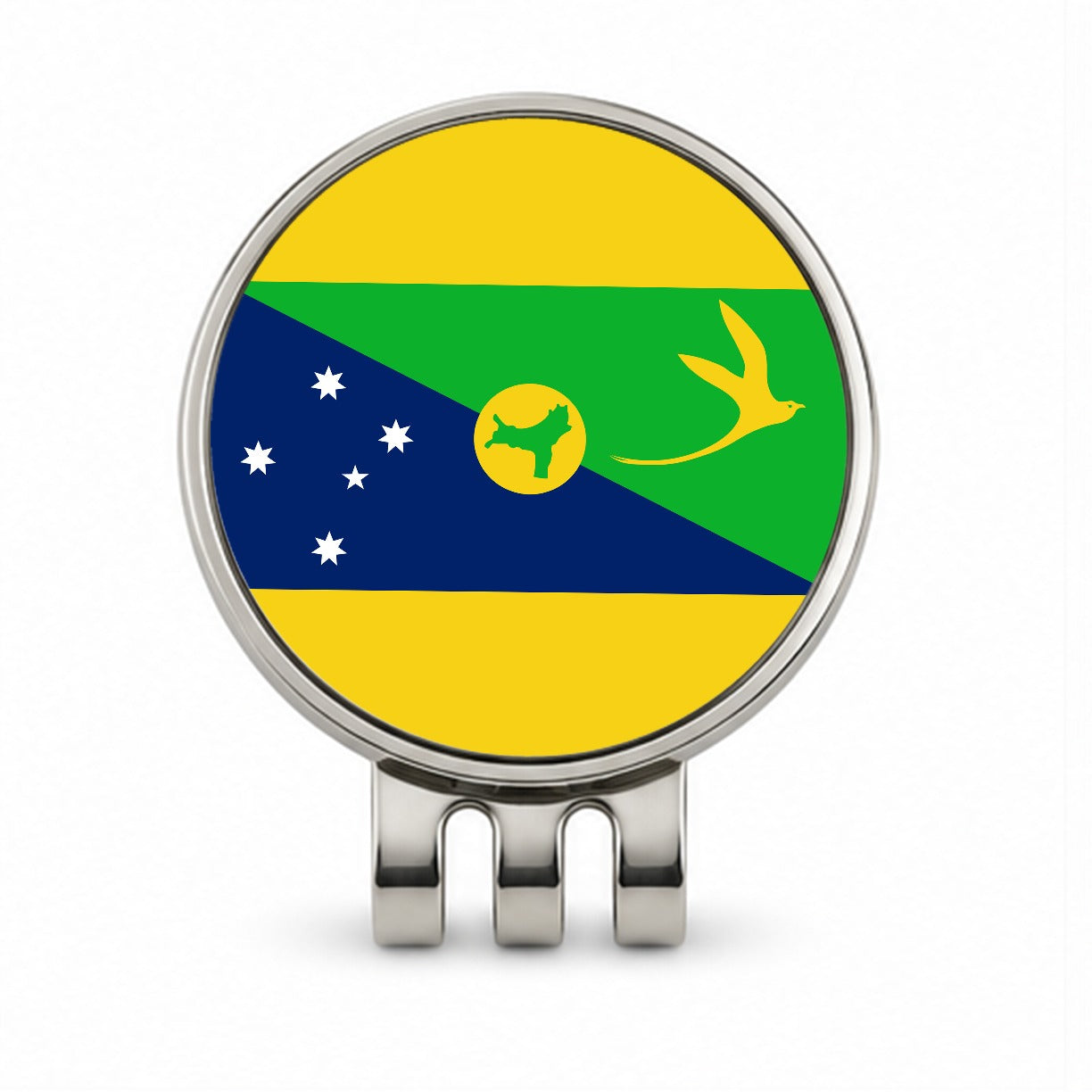 Christmas Island Country Flag Golf Hat Clip with Ball Marker